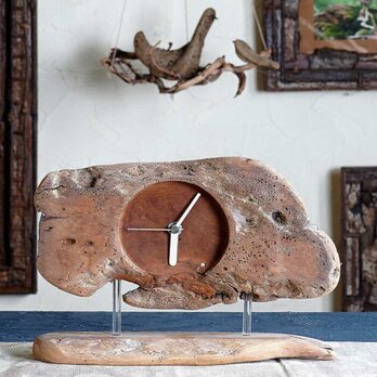 流木の時計　木の時計　置き時計　　２２－１の画像