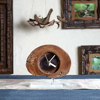 流木の時計　木の時計　置き時計　　２３－１の画像