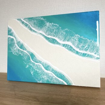 オーシャンアート 波レジンアート A3サイズ 海 ターコイズブルー【長方形 R-14】の画像