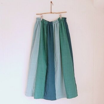 パッチワークスカート【blue& green】の画像