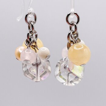 トパーズ＆パステルカラー天然石とオーロラガラスのピアス/イヤリング/チャーム｜k-015の画像