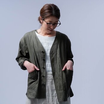 【wafu】リネンシャツジャケット 定番にできる扱いやすさ / 柳煤竹(やなぎすすたけ) h005h-ysk1の画像