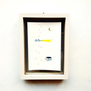 原画「三日月とアパート」※木製額縁入り　の画像