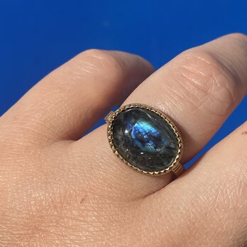 ルチルクォーツ　×　スぺクトロライト　OVカボション　SV925リング