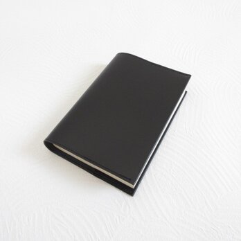 《ゴートスキン》文庫本サイズ対応・一枚革のブックカバー・ブラック・0722の画像