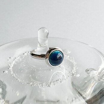 セピア小【Marine Blue】　七宝焼リング 指輪 純銀張七宝の画像