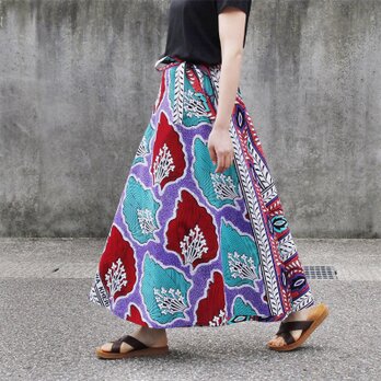 カンガの巻きスカート（ アフリカ布スカート ）ラップスカート ロングスカート