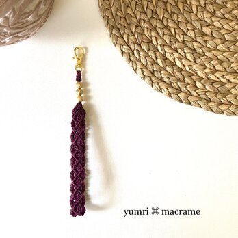 yumri ⌘ macrame マクラメレース　ストラップ［デザインC］ワインレッドの画像