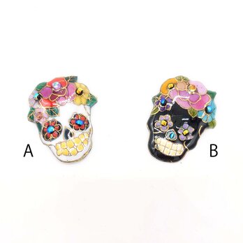 スカル（髑髏）の七宝焼ピンブローチ（ピンバッジ）A,B【受注制作】