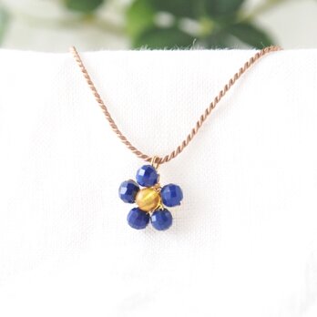 Flower Pendant（ラピスラズリ×琥珀）の画像