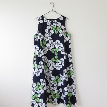 ＊アンティーク浴衣＊花模様浴衣のワンピース（Ｌサイズ）