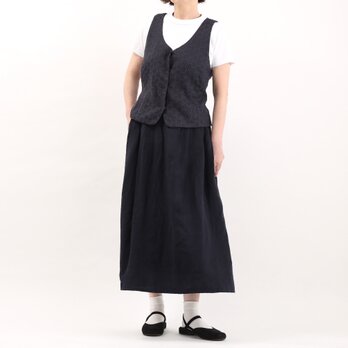 #425タックギャザースカート(ダークネイビー)の画像