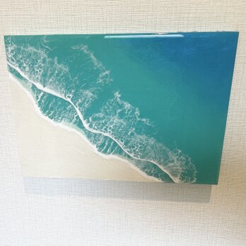 オーシャンアート 波レジンアート B5サイズ 海 ターコイズブルー【長方形 R-15】の画像