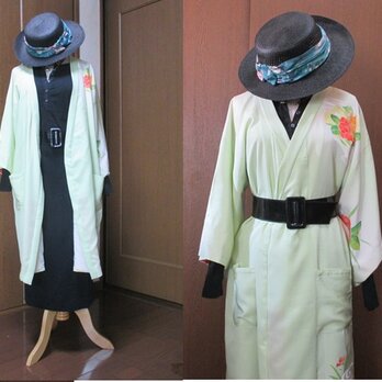 未使用着物リメイク　着物 ジャケット　コート　ガウン　着物服　ポケット付　おしゃれ　送料無料の画像