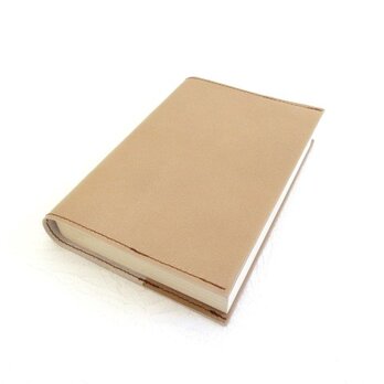 文庫本サイズ《ゴートスキン》ベージュ・スムース・一枚革のブックカバー・0606の画像