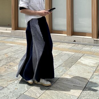 岡山デニムのマキシスカート｜サイズ・デザインカスタム可｜上質セルビッチデニムのゆるっとマーメイドの画像