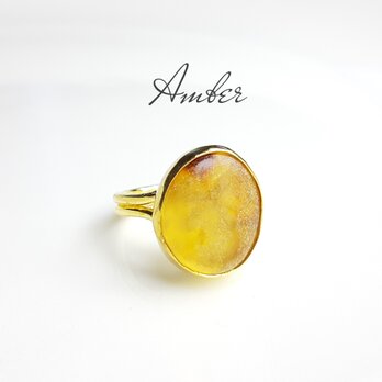 最新作☆『Amber』の世界でひとつの天然石リングの画像