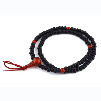 6mm 本黒檀 二重巻き 腕輪 天然石2種類　瑪瑙 　UDA80