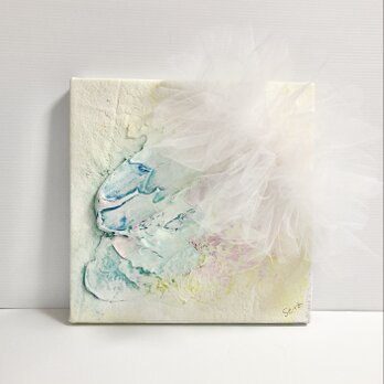 Midnight flower （信念の花）白　花　ピンク　ブルー　抽象画　現代アートの画像