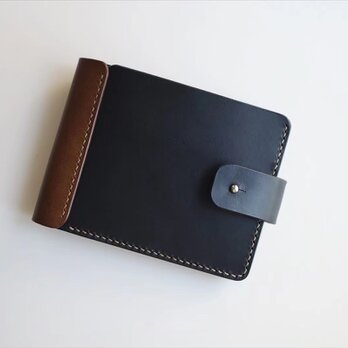 シンプル二つ折りウォレットシリーズ牛革手作り財布手染め / 総手縫いの画像