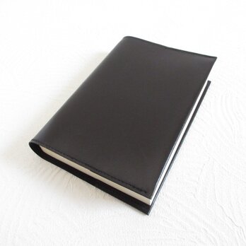 文庫本サイズ《ゴートスキン》ブラック・一枚革のブックカバー0770の画像