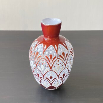 pattern vase　赤花波の画像