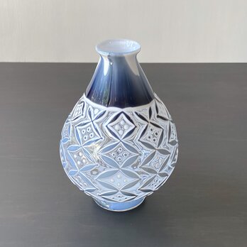 pattern vase　紺七宝の画像