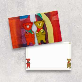 テディベアメッセージカード封筒セット(赤）の画像