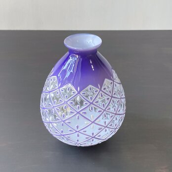 pattern vase　紫格子の画像