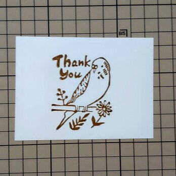 消しゴムはんこ「インコ・thank you」の画像