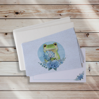 メッセージカード封筒セット（紫陽花とカエル）の画像