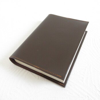 文庫本サイズ《ゴートスキン》ダークブラウン・一枚革のブックカバー・0768の画像