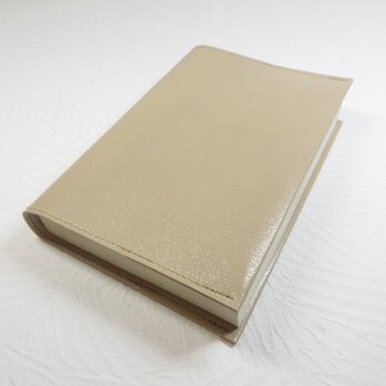 文庫本サイズ・ゴートスキン・ベージュ・スムース・一枚革のブックカバー0661の画像