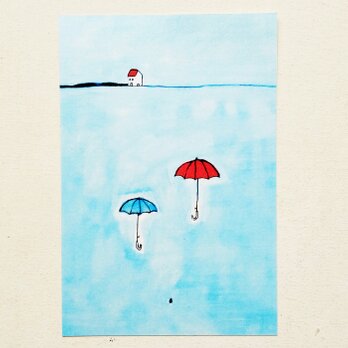 ㊵「雨の日」ポストカード　※同柄3枚の画像