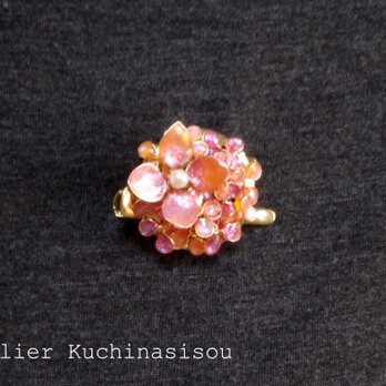 【受注製作】マニキュアフラワーの紫陽花のブローチ・ヘアクリップ〈ピンク〉の画像