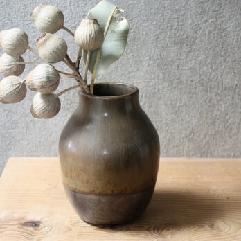 掛分け花瓶（茶黒/大）の画像