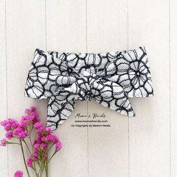 おしゃれな モノトーン 花柄 刺繍 綿100% 保冷剤 夏 快適 冬 カイロ スカーフ ネッククーラー 母の日の画像