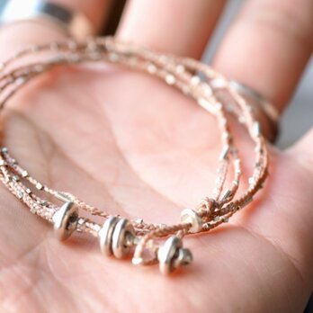 Silver braid bracelet 'beige'の画像