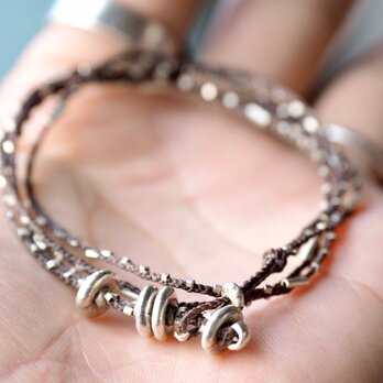 Silver braid bracelet 'brown'の画像