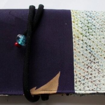 ７１４８　絞りと花柄の着物で作った和風財布・ポーチ　＃送料無料の画像