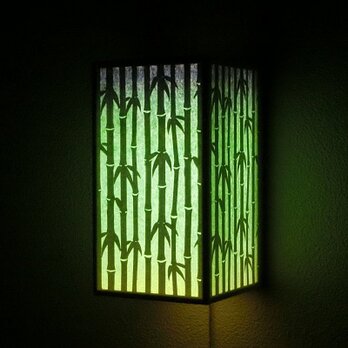 【受注製作】LED壁掛けライト　竹林内柱縦長-シルエットライトアップ-　 ■□基本送料無料□■の画像