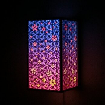 【受注製作】LED壁掛けライト　組子桜改内柱縦長 -紫-　 ■□基本送料無料□■の画像