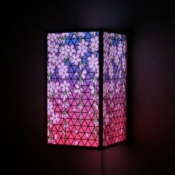 【受注製作】LED壁掛けライト　組子しだれ桜内柱縦長 -紫-　 ■□基本送料無料□■の画像