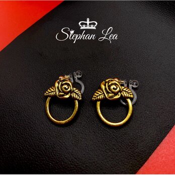 期間限定◆Stephan Lea◆アレルギー対応〜ゴールドアンティークバラフープイヤリング