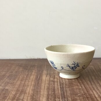 茶碗　鳥彫　呉須の画像