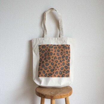 「 fuwa fuwa leopard（ オレンジブラウン ）」キャンバストートバッグ【M】＜オーガニックコットン＞の画像