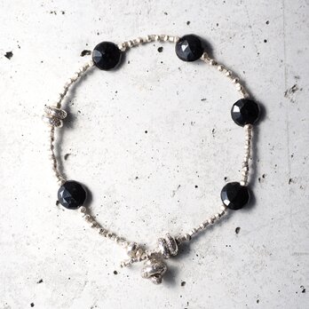-Black tourmaline- silver braceletの画像