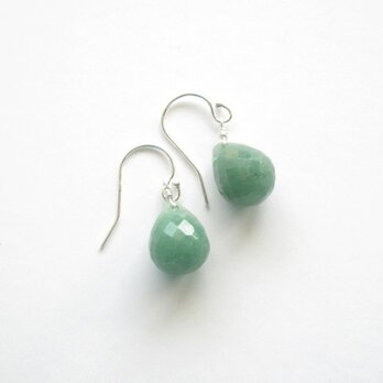 SV925 グリーンアベンチュリンの大粒ドロップピアス