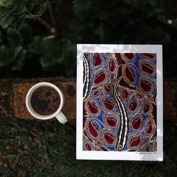 A4【アンティーク アールデコ調植物ポショワール】インテリア アートポスター 白背景　Étape８の画像