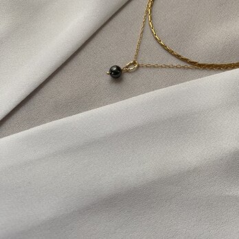 5ｍｍパール　ブラックパール一粒ネックレス Pearls Necklaces　39.5ｃｍの画像